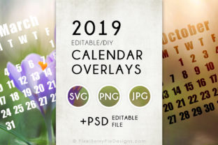 2019 Calendar Overlay Templates PSD & DIY Month Layouts