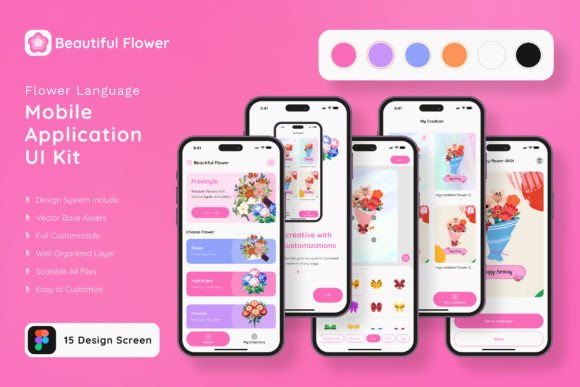 DIY Flower Language App Mobile UI KIT: Design Your Dream App
