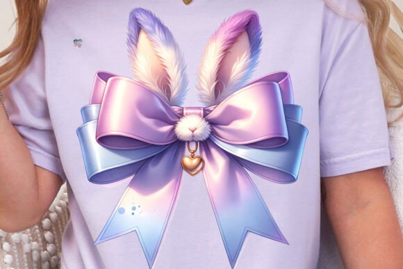 Easter Bunny Coquette Bow PNG Lavender