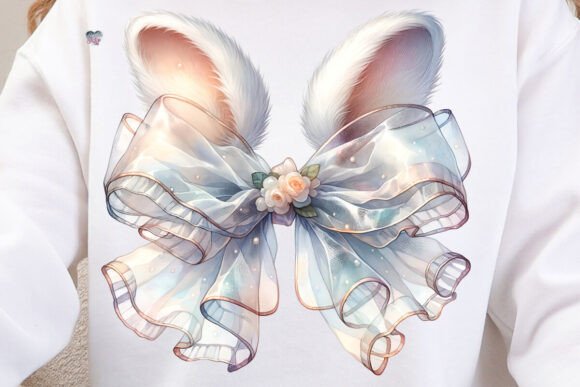 Elegant Easter Wedding Bow PNG Bunny Ears Clipart