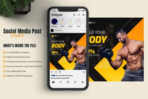 Gym Social Media Cover Post Template