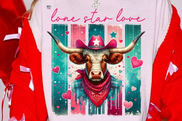 Lone Star Love PNG Texas Valentine Cow