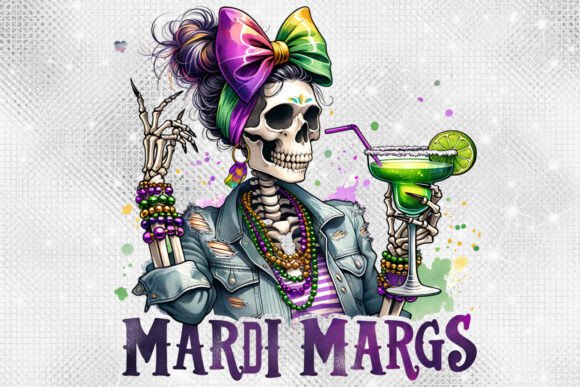 Mardi Gras Margarita PNG Skeleton Design Guide