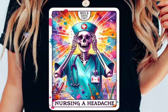 Nurse Skeleton Tarot Card PNG: Unique Digital Design