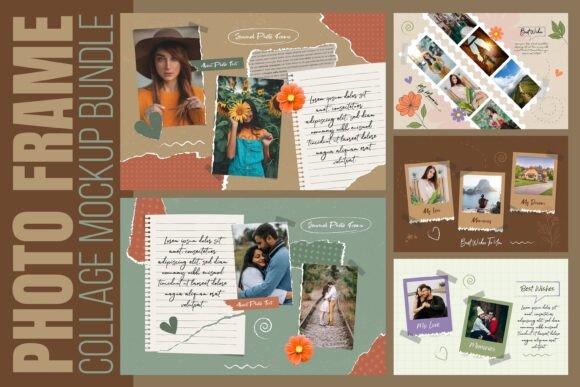 Photo Frame Collage Mockup Bundle for Adobe Illustrator