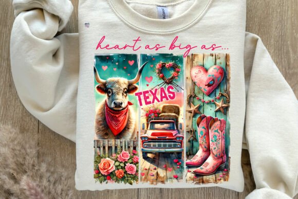 Rustic Texas Valentine Cow PNG for Crafts
